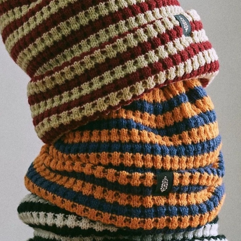 NWT Free People Movement Stripe It Up Cool Down Beanie.. Varsity Orange